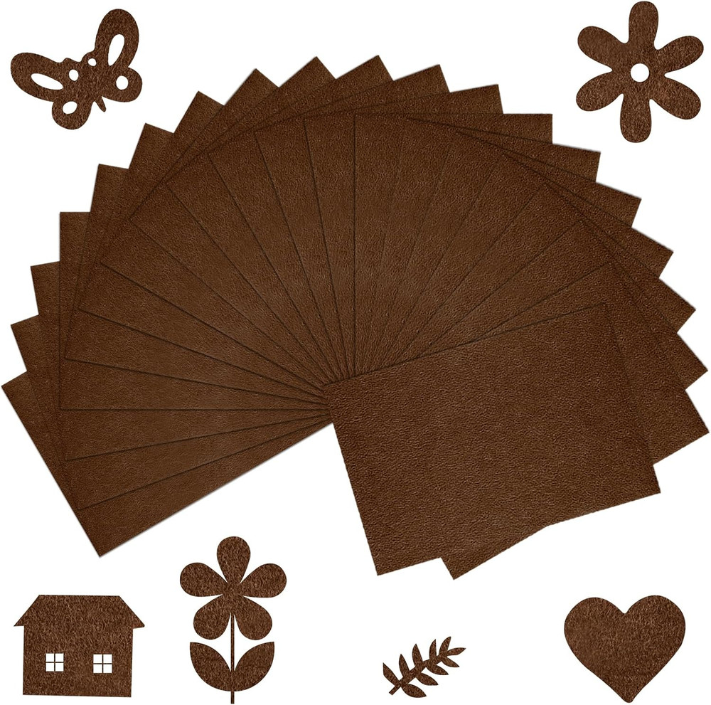20 Pcs Brown Felt Fabric Sheet 8″ x 12″ Assorted Color Felt Fabric Sheets ..