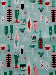 Michael Miller Holiday Party Fabric 42×70 Retro Cocktail Print Tablecloth/Craft