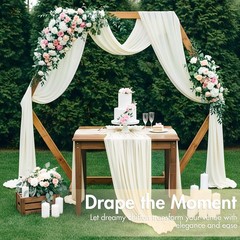 Chiffon Fabric PreCut Sheer Wedding Arch Draping Ivory 60 Inch x 5 Yards