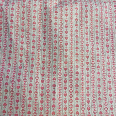 VTG Ditzy Cottagecore Tiny Pink Hearts Vertical Stripes on White BTFQ