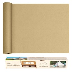 KING MOUNTAIN Canvas Iron on Patch,12″×60″,Waterproof Canvas-12×60, Flaxen