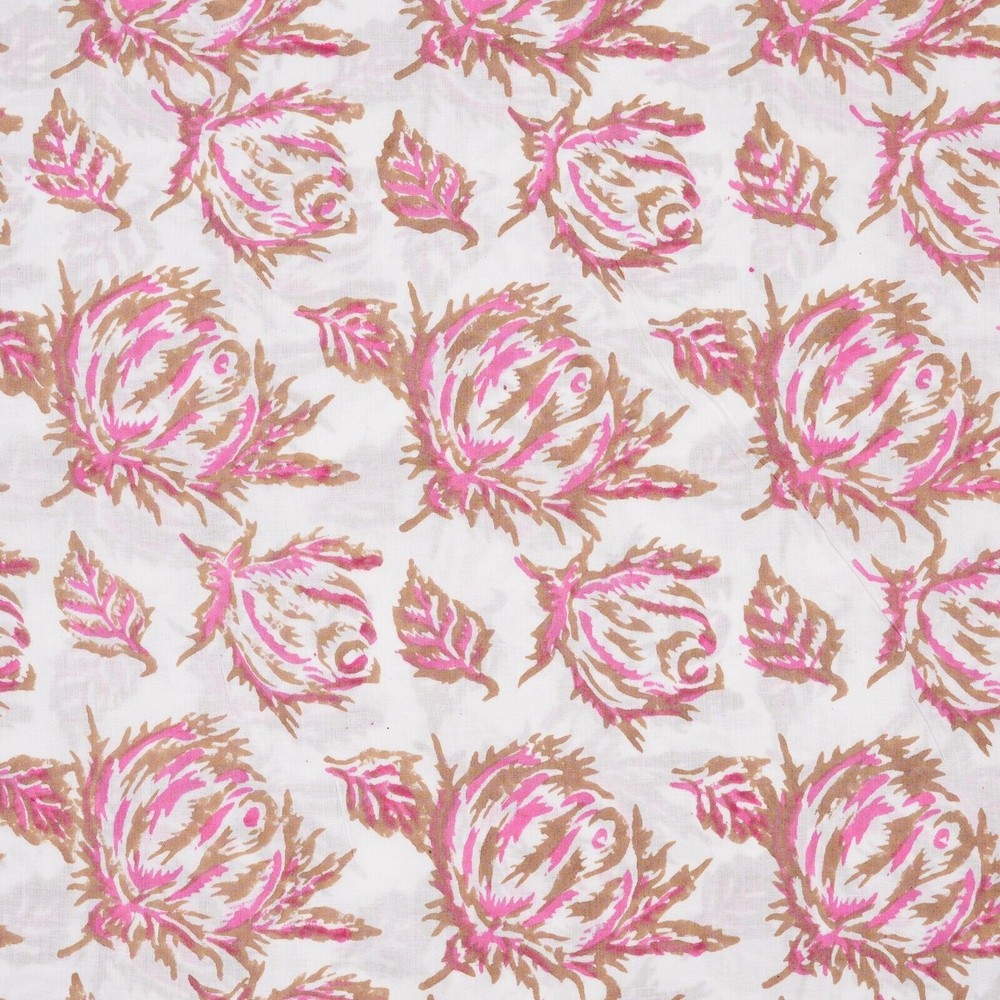 20 Yard Hand Block Printed Fabric Cotton Indian Natural Bagru Print Fabric.