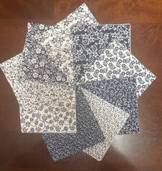 108 Piece Navy & White Charm Pack 5” Squares Cotton – 9 Designs – 12 Each