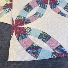 Cheater Quilt Fabric Wedding Ring 80s 90s VTG 84×44 Duvet Bedspread NEW Sewing