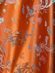 Hope ORANGE Dragon Brocade Chinese Satin Fabric by the Yard – 10040