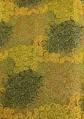 1 Yard Gold , Brown, Green W/ Silver Swirls “ 44” Wide 100% Cotton