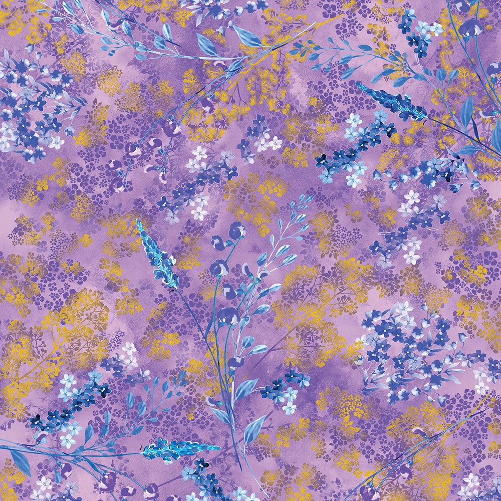 BENARTEX – Metallic Impressions by Kanvas Studio – Metallic Sprigs – Violet