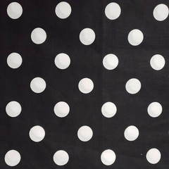 WHITE POLKA DOT ON BLACK POLY COTTON FABRIC ONE INCH DOT 58″ BY THE YARD
