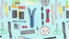 Dear Stella Do It Yourself Stella 244 Aqua Craft Room BTY Cotton Fabric