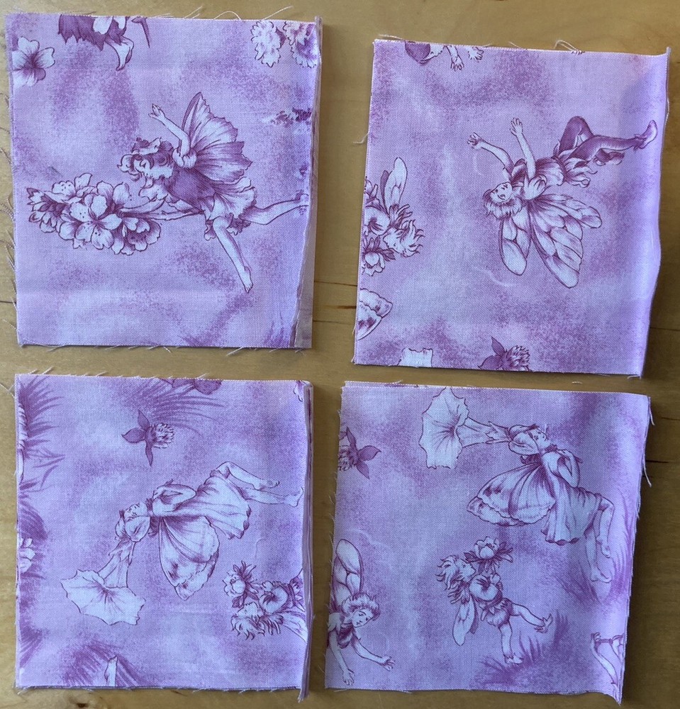 Tonal Monochromatic Lavender Purple Flower Fairies Fabric Cicely Mary Barker