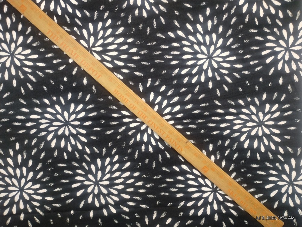 IKEA Jennifer Idrizi 2017 Fabric Lot Black White Starburst Heavy Cotton Twill