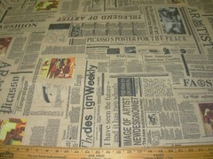 2 YDS~NEWSPAPER WRITING COLORED COTTON DRAPERY UPHOLSTERY FABRIC FOR LESS
