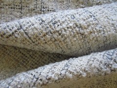 KARMIN in Mineral 4.16 yds Fluffy loop Boucle Upholstery Fabric Ivory Beige Grey