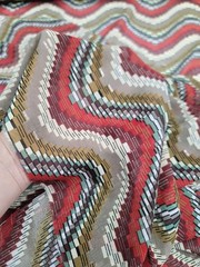 Multicolor Geometric Chiffon Fabric By the Yard Red Beige Green Apparel Dress