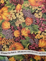Lot Of 5 Pieces Of Mixed Patterns Fall Themed Cotton Fabric & 70 X 6.5″ Squares