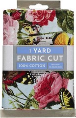 1 Yd Piece – Butterflies Roses Flowers Floral Blue Cotton Fabric Precut M208.50