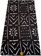 African Super Quality Wax Prints Sell by 6 Yards Mudcloth Design-Black and White