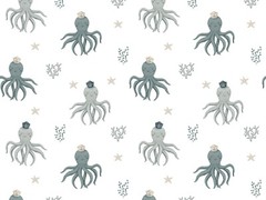 1M X 1.5M Cotton Jersey – Küstenkind Octopus – Fabric 95% Cotton 5% EL Maritime