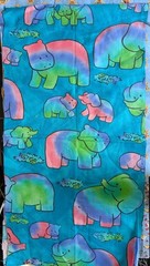 Set Of 4 Blue Baby Themed Fabric Pcs Cotton See Description Below