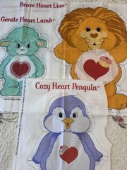 VTG Care Bear Cousins Fabric Pillow Panels 3 Care Bears Cut Sew Rare 1985