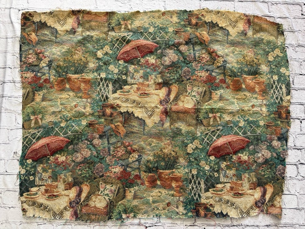 Vintage Romantic Scene French Country Tapestry Woven 26”x 38” Upholstery 2 Piece