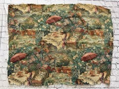 Vintage Romantic Scene French Country Tapestry Woven 26”x 38” Upholstery 2 Piece