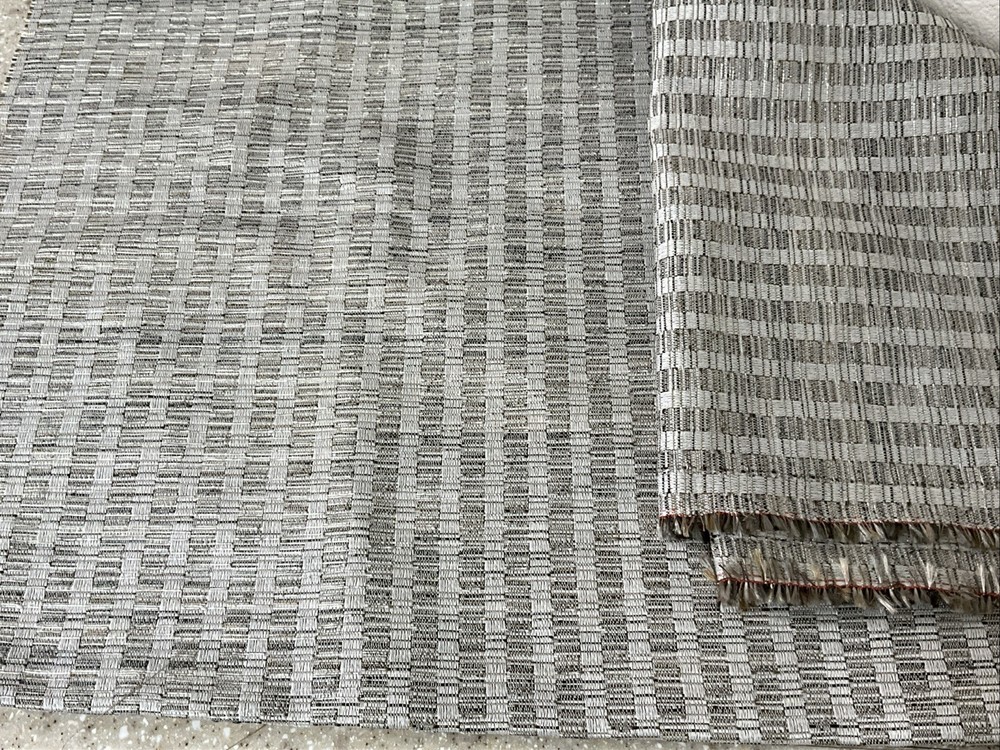 Designer Fabric Remnant Gray/beige 25” X 66” Metallic Thread