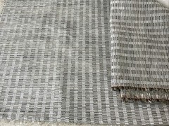 Designer Fabric Remnant Gray/beige 25” X 66” Metallic Thread