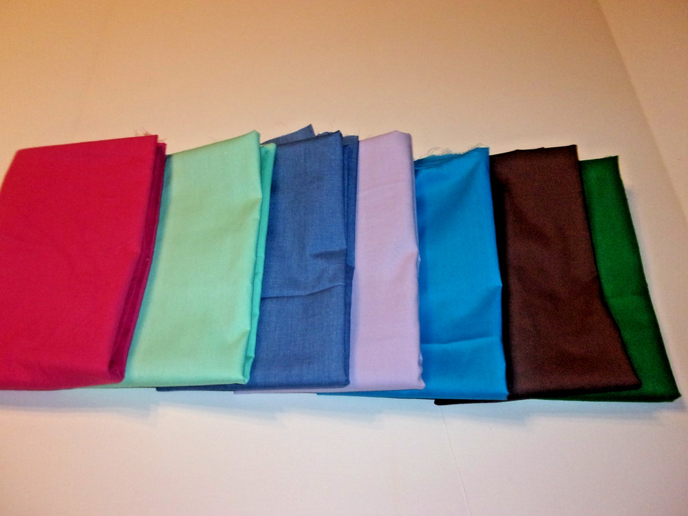 7 YDS OF SOLID COTTON QUIILTING, SEWING, CRAFTING FABRIC (1 YD EA) 7 YDS