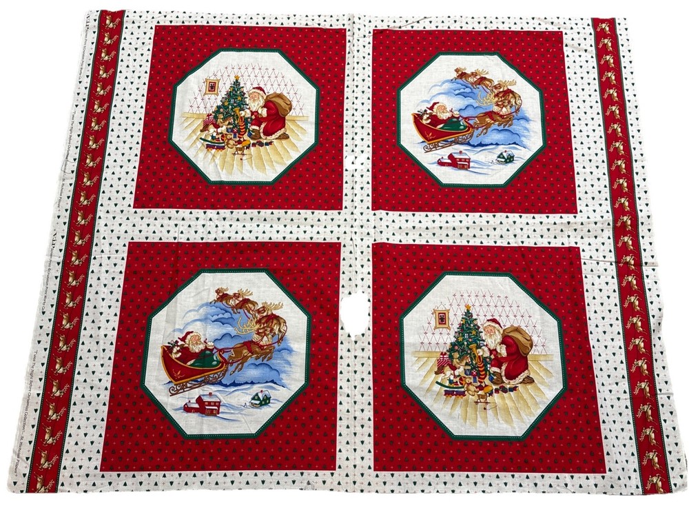 Cranston Print Works Co Christmas Fabric St Nicholas Pillows 4 Panels