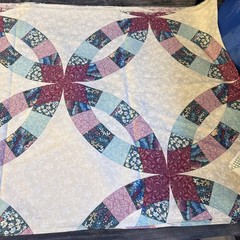 Cheater Quilt Fabric Wedding Ring 80s 90s VTG 84×44 Duvet Bedspread NEW Sewing