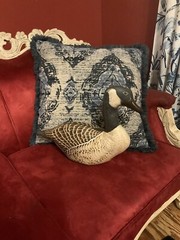 Vintage Hand done CANADIAN GOOSE Throw Pillow. Rustic, Great For Office, Camp