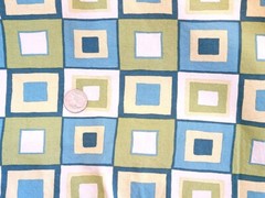 Kingsway Fabrics Mod Squad Cotton Turquoise Green Retro Squares 54″ x 70″