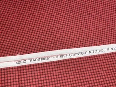By 1/2 Yd Red & Black Gingham Small Check Plaid Vintage Fabric Traditions BTHY