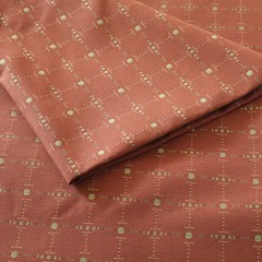 Vtg MCM Upholstery Fabric Atomic Geometric Dots, Terra Cotta Red, Gold 7.3 yds