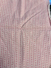 VTG Ditzy Cottagecore Tiny Pink Hearts Vertical Stripes on White BTFQ