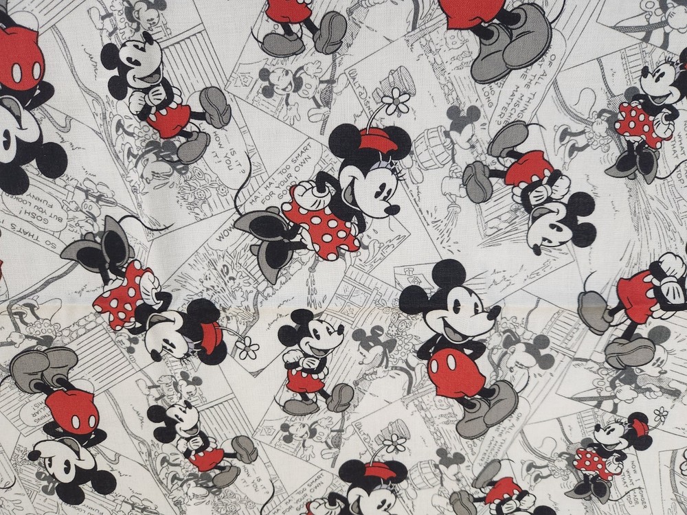 Vintage Mickey Mouse Cotton Quilt Red White DISNEY Mickey Minnie Mouse Dot 45×55
