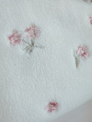 2.3 yds (56”w) flower embroidered white cozy sherpa fleece fabric 260217 Azz