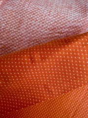4yd VTG 70s Orange White Polka Dot Fabric FINE COTTON CLOTH PreShrunk No Crease