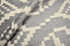 S2305 Zinc Grey Chenille Chain Link on Cream Greenhouse Crypton Home Fabric