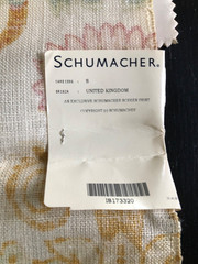SCHUMACHER Fontenay Vase in Ivory 26 1/2″ Floral Linen Fabric Sample pc 1