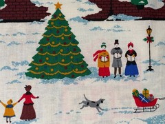 By 1/2 Yd Fabric Traditions Vintage Christmas Dickens Winter Village Fabric 1993
