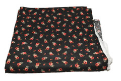 Vintage Black with Red Roses Cotton Fabric 45″ W 2 yds. 16″