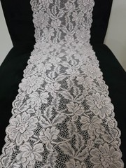 Italian Floral Pattern Nude Lace Fabric 16ft Soft Elastic Elegant Bridal Decor