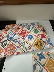 Vintage Fabric – Football Team Logo Character Twin Sheet Set Craft Quilt Sew