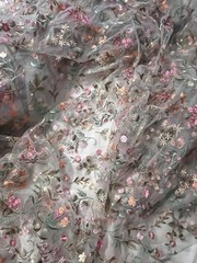 Multicolor Embroidered Floral Lace Fabric Bridal Prom Formal Cottage Granny Core
