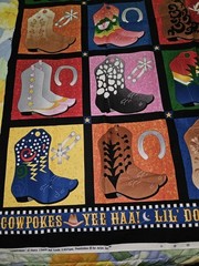 Cowpokes Nancy J Smith/Milligan Cowboy Boots Cotton Fabric Panel 44″ X 37″