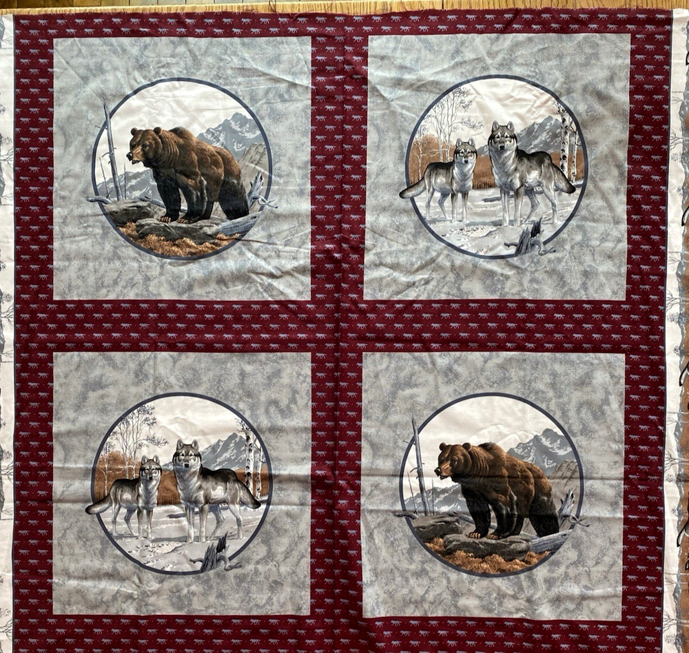 Cranston V.I.P Print Works Bears and Wolf Fabric Panels 43 to 44 wide X 1 yard