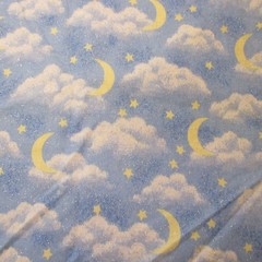 Fabric Tradition Stars Moons Clouds Cotton Vtg 1997 Fabric BTY x 44 Glittery
