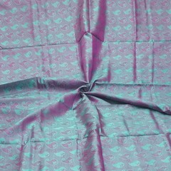Vintage Teal Dual Tone 100% Silk Handloom Sari Remnant 4YD Craft Fabric Scrap
